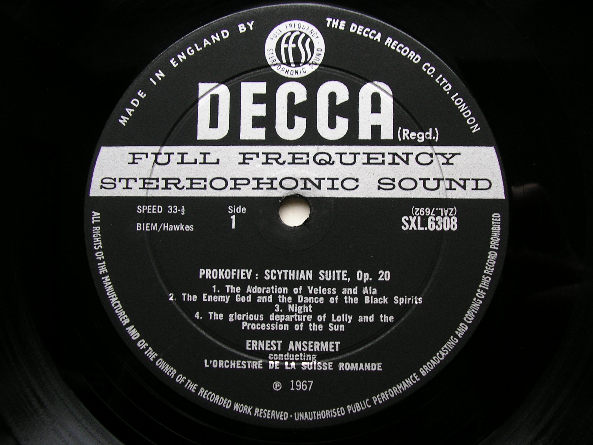SXL 6308 PROKOFIEV: SCYTHIAN SUITE / THE PRODIGAL SON ballet music    ANSERMET / SUISSE ROMANDE    ED2