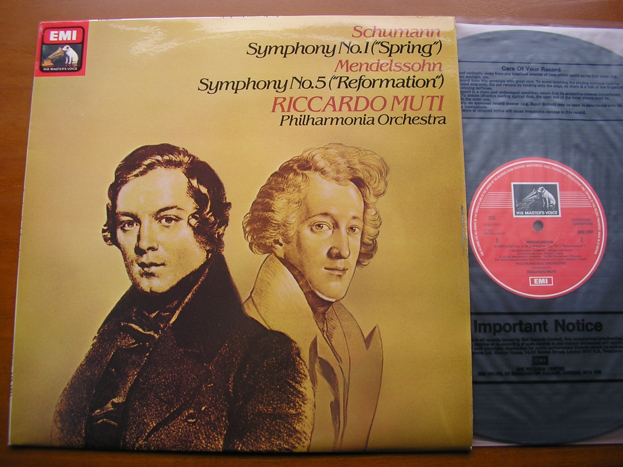 SCHUMANN: SYMPHONY No. 1 / MENDELSSOHN: SYMPHONY No. 5     MUTI / PHILHARMONIA     ASD 3781