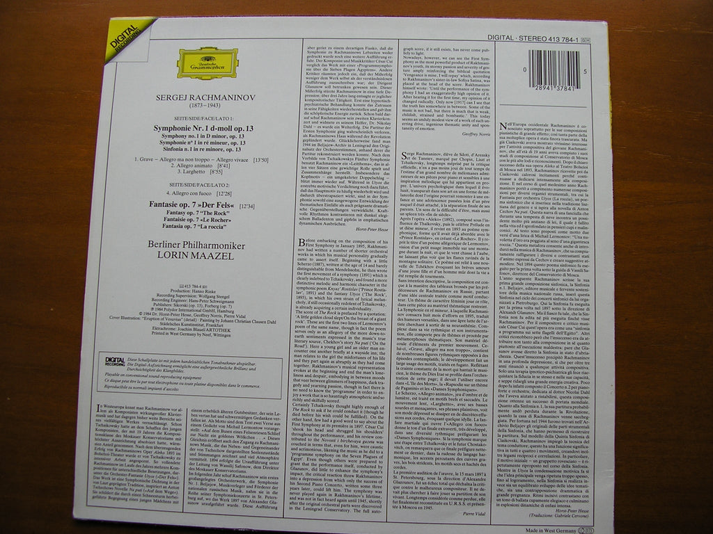 RACHMANINOV: SYMPHONY No. 1        MAAZEL / BERLIN PHILHARMONIC     413 784