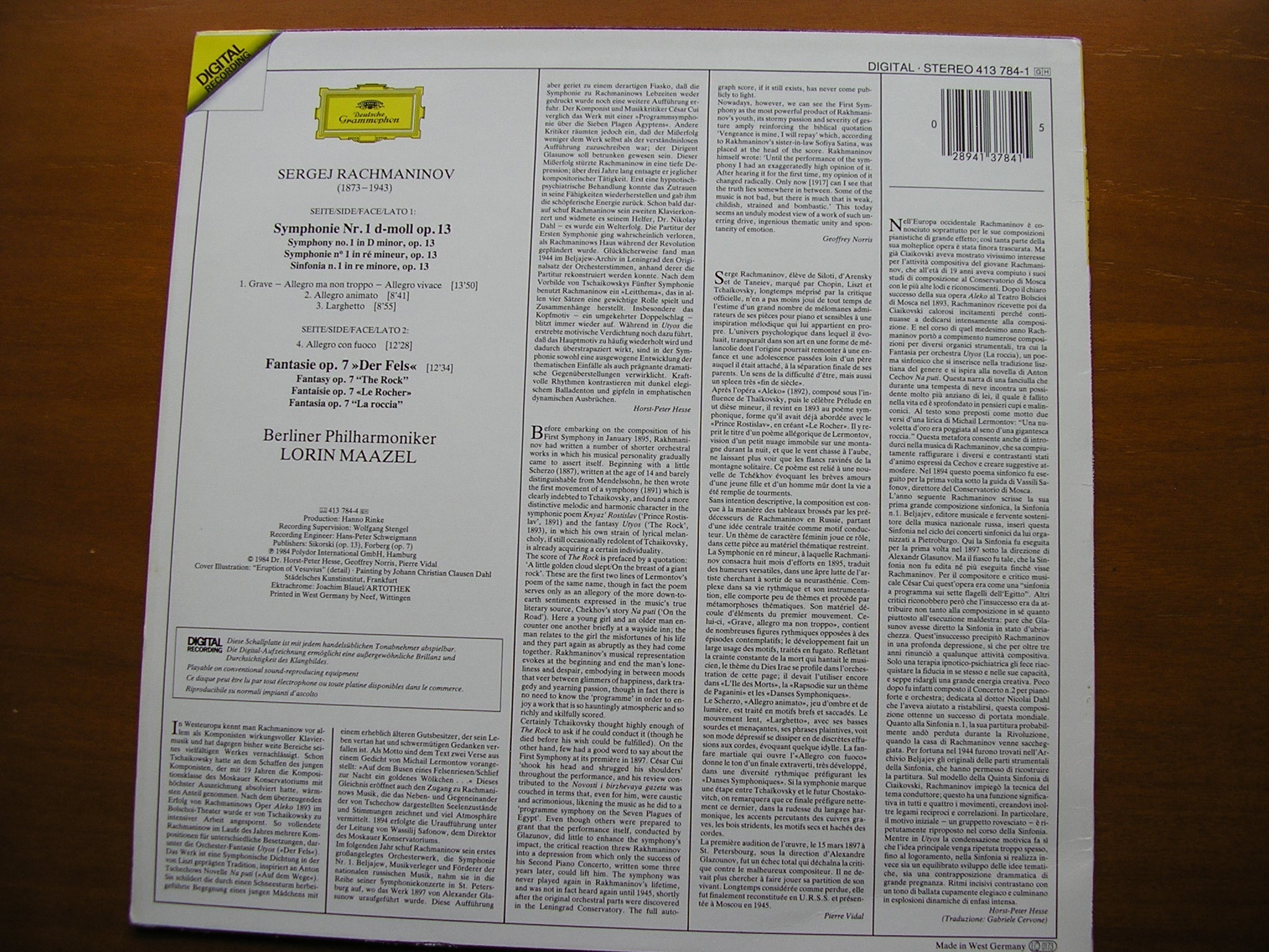 RACHMANINOV: SYMPHONY No. 1        MAAZEL / BERLIN PHILHARMONIC     413 784