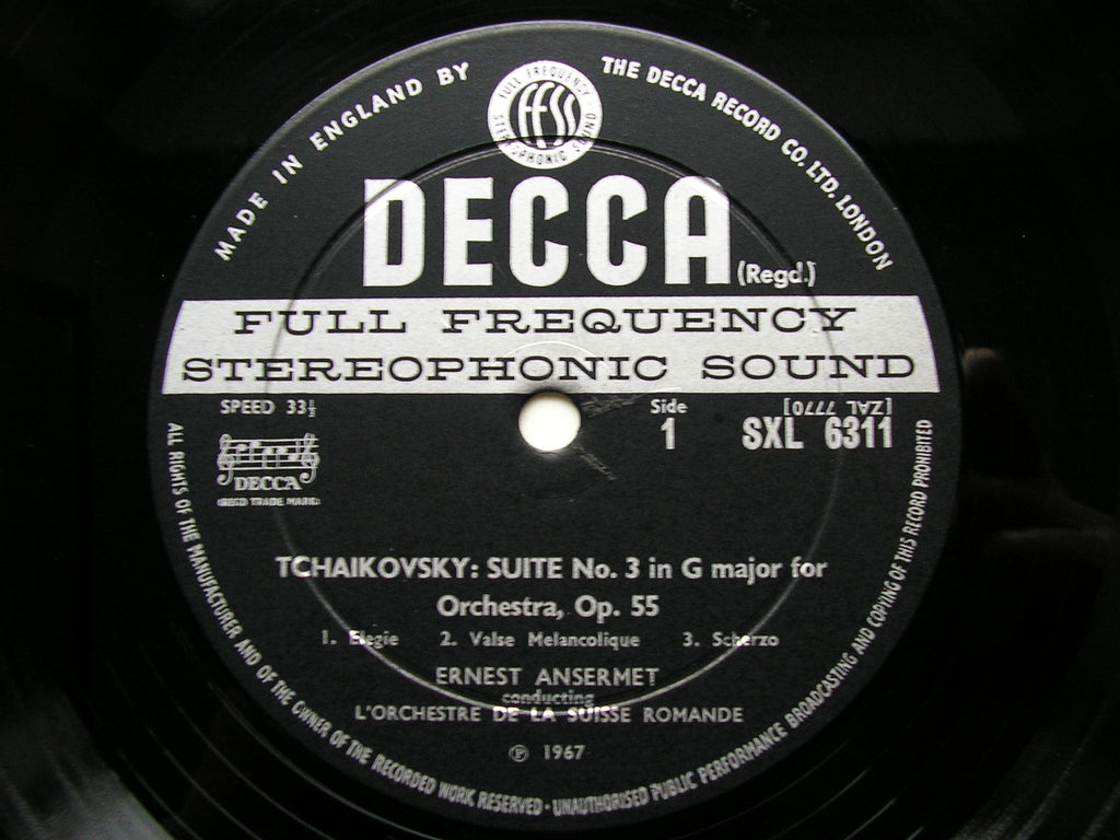 SXL 6311  TCHAIKOVSKY:  SUITE No. 3  Op. 55      RICCI / SUISSE ROMANDE / ANSERMET    ED2