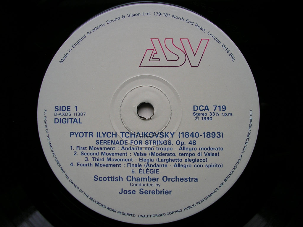 TCHAIKOVSKY: SERENADE FOR STRINGS / SUITE No. 4 'Mozartiana' / ELEGY      SEREBRIER / SCOTTISH CHAMBER ORCHESTRA   DCA 719