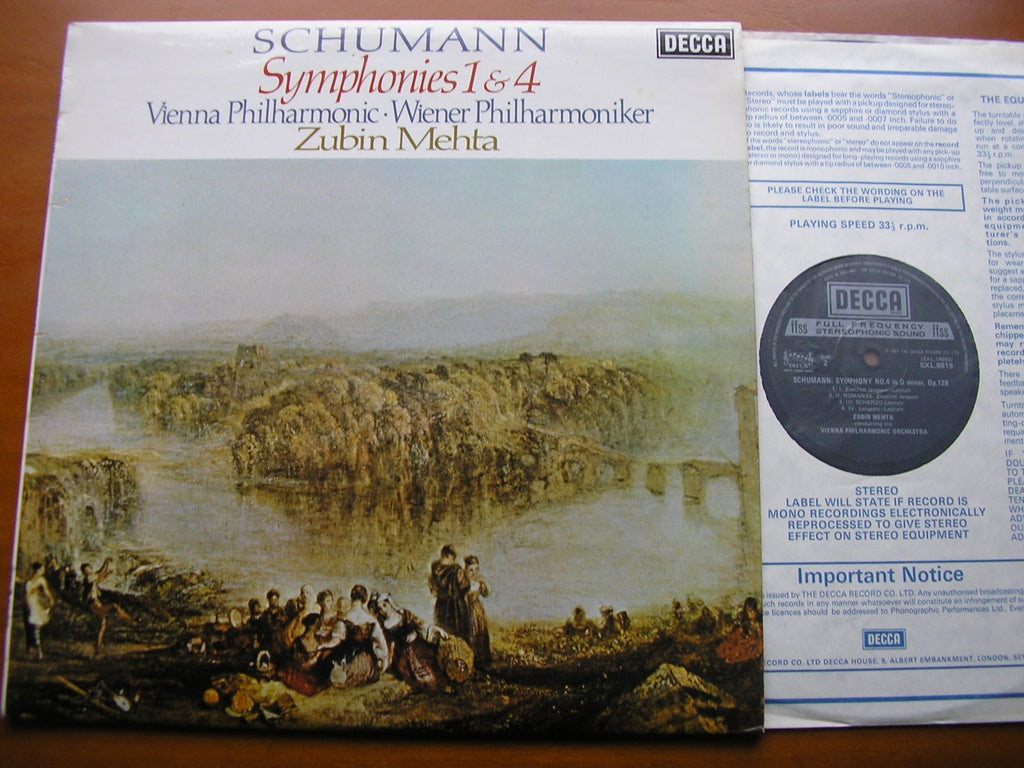 SXL 6819 SCHUMANN: SYMPHONIES Nos. 1 & 4 MEHTA / VIENNA PHILHARMONIC