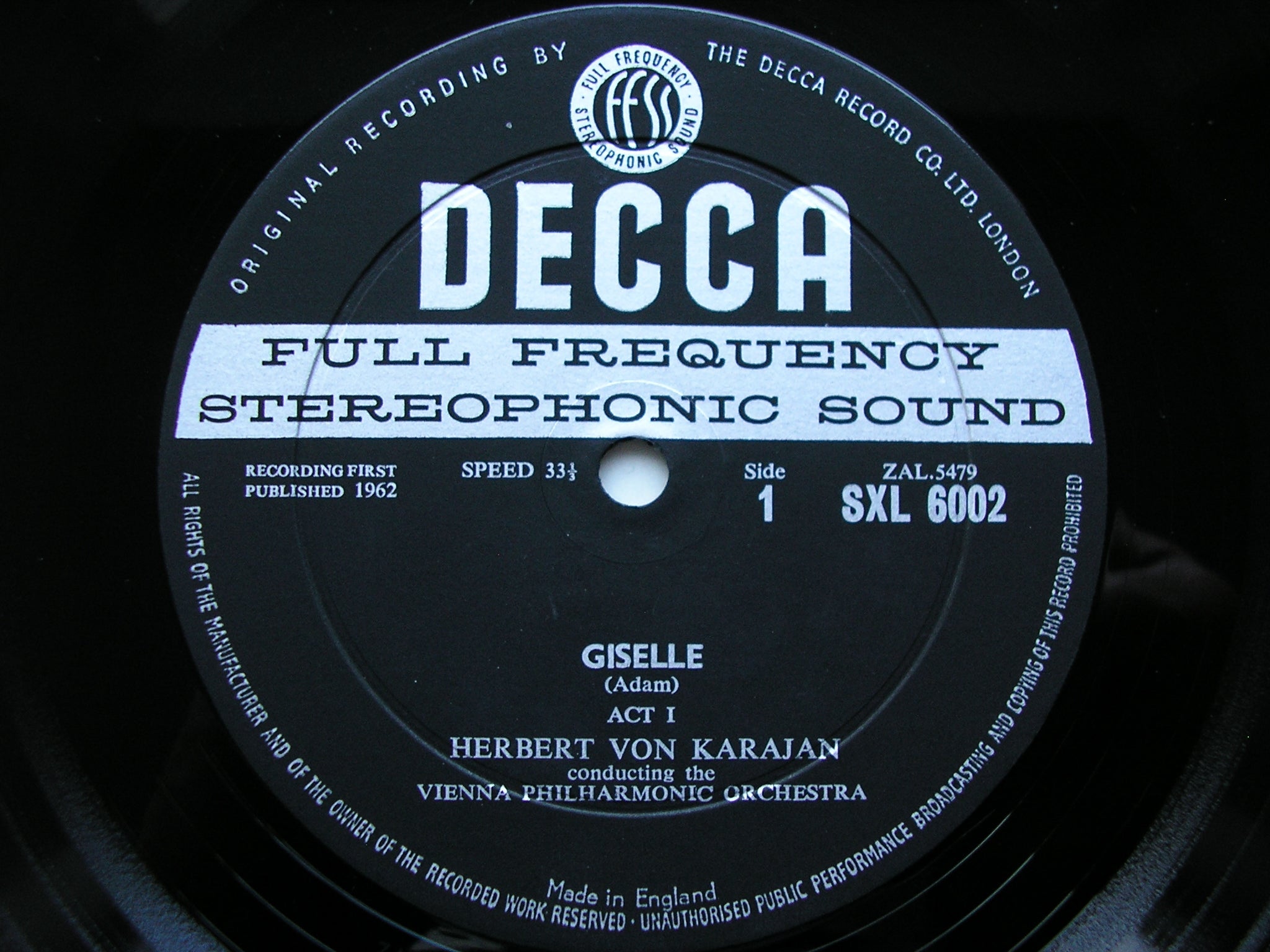 SXL 6002  ADAM: GISELLE     KARAJAN / VIENNA PHILHARMONIC     ED 1