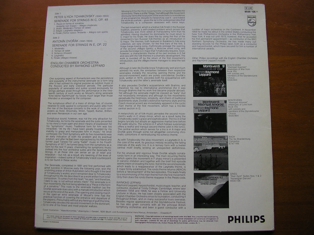 TCHAIKOVSKY & DVORAK: SERENADES FOR STRINGS     ENGLISH CHAMBER ORCHESTRA / LEPPARD     9500 105