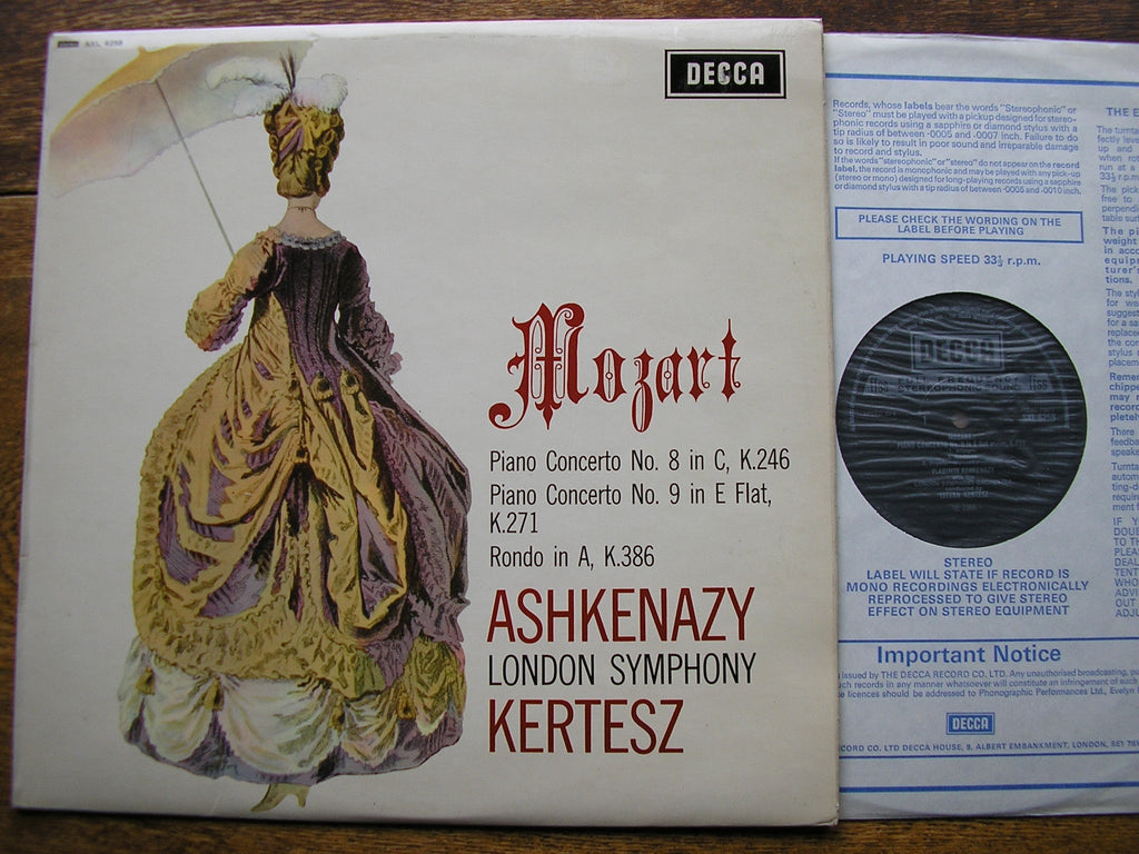 SXL 6259 MOZART: PIANO CONCERTOS Nos. 8 & 9 ASHKENAZY / LONDON SYMPHONY / KERTESZ