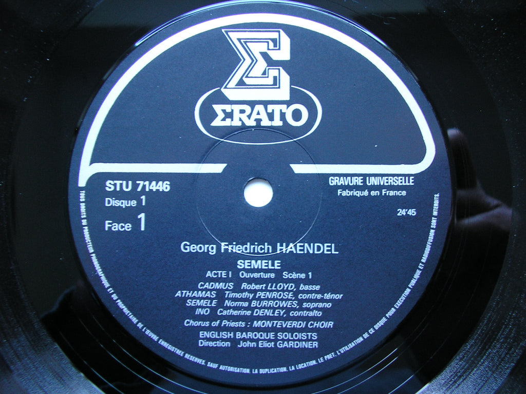 HANDEL: SEMELE   (1744)     SOLOISTS / MONTEVERDI CHOIR / ENGLISH BAROQUE SOLOISTS / GARDINER    3LP     STU 714453