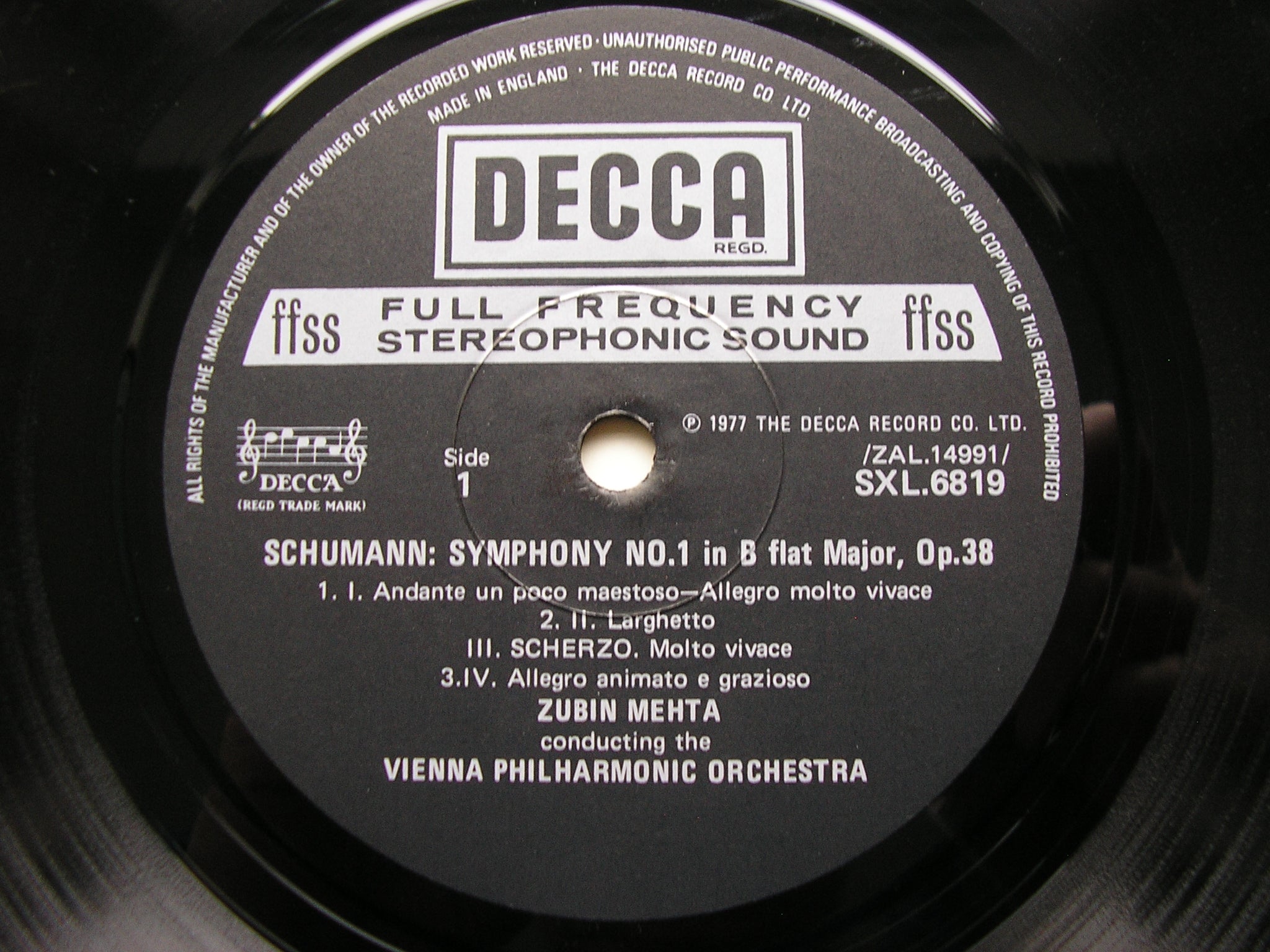 SXL 6819 SCHUMANN: SYMPHONIES Nos. 1 & 4 MEHTA / VIENNA PHILHARMONIC