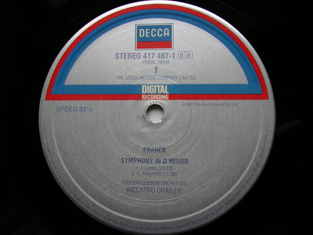 FRANCK: SYMPHONY in D / SYMPHONIC VARIATIONS   BOLET / CONCERTGEBOUW ORCHESTRA / CHAILLY   417 487