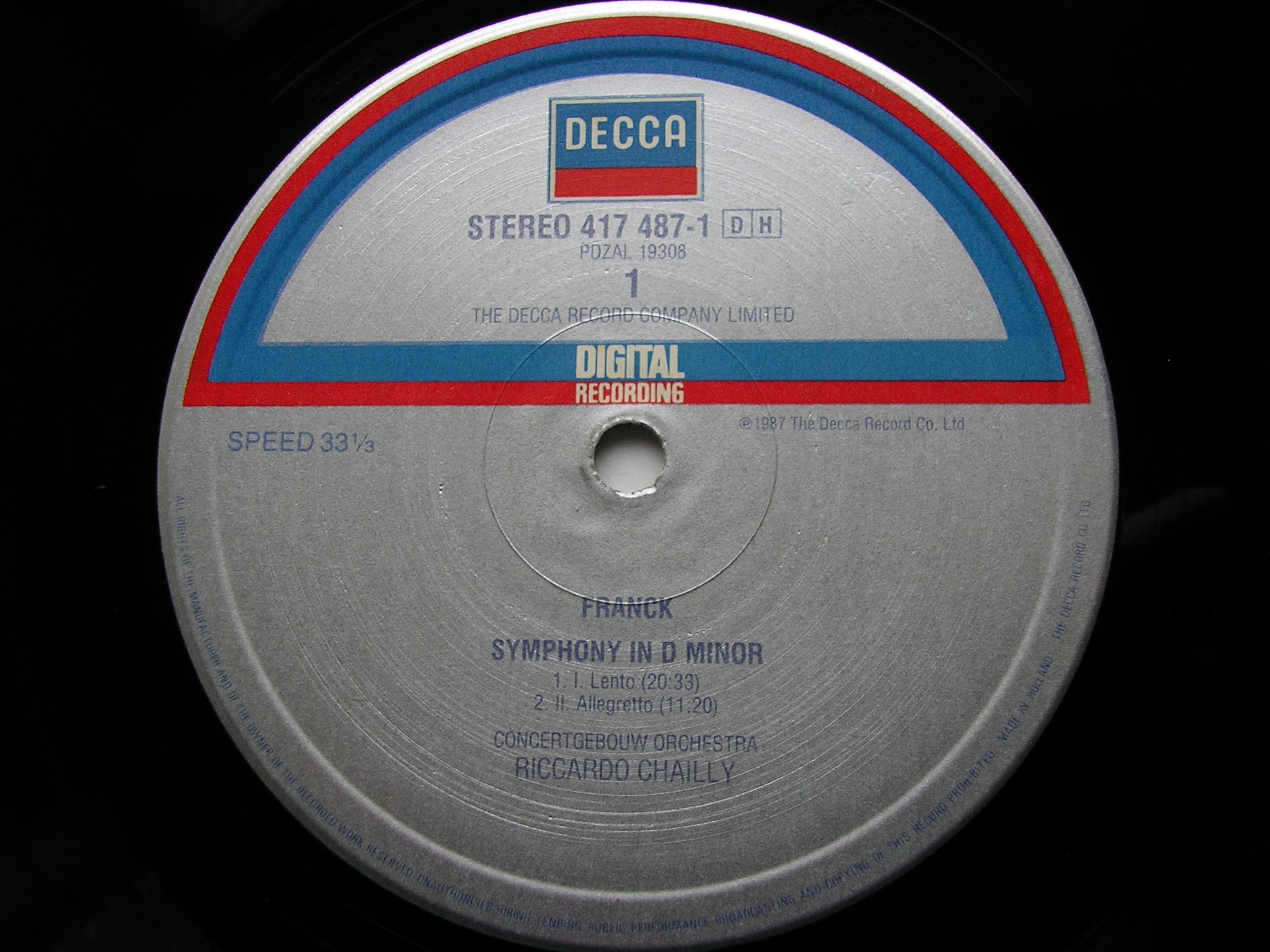 FRANCK: SYMPHONY in D / SYMPHONIC VARIATIONS   BOLET / CONCERTGEBOUW ORCHESTRA / CHAILLY   417 487