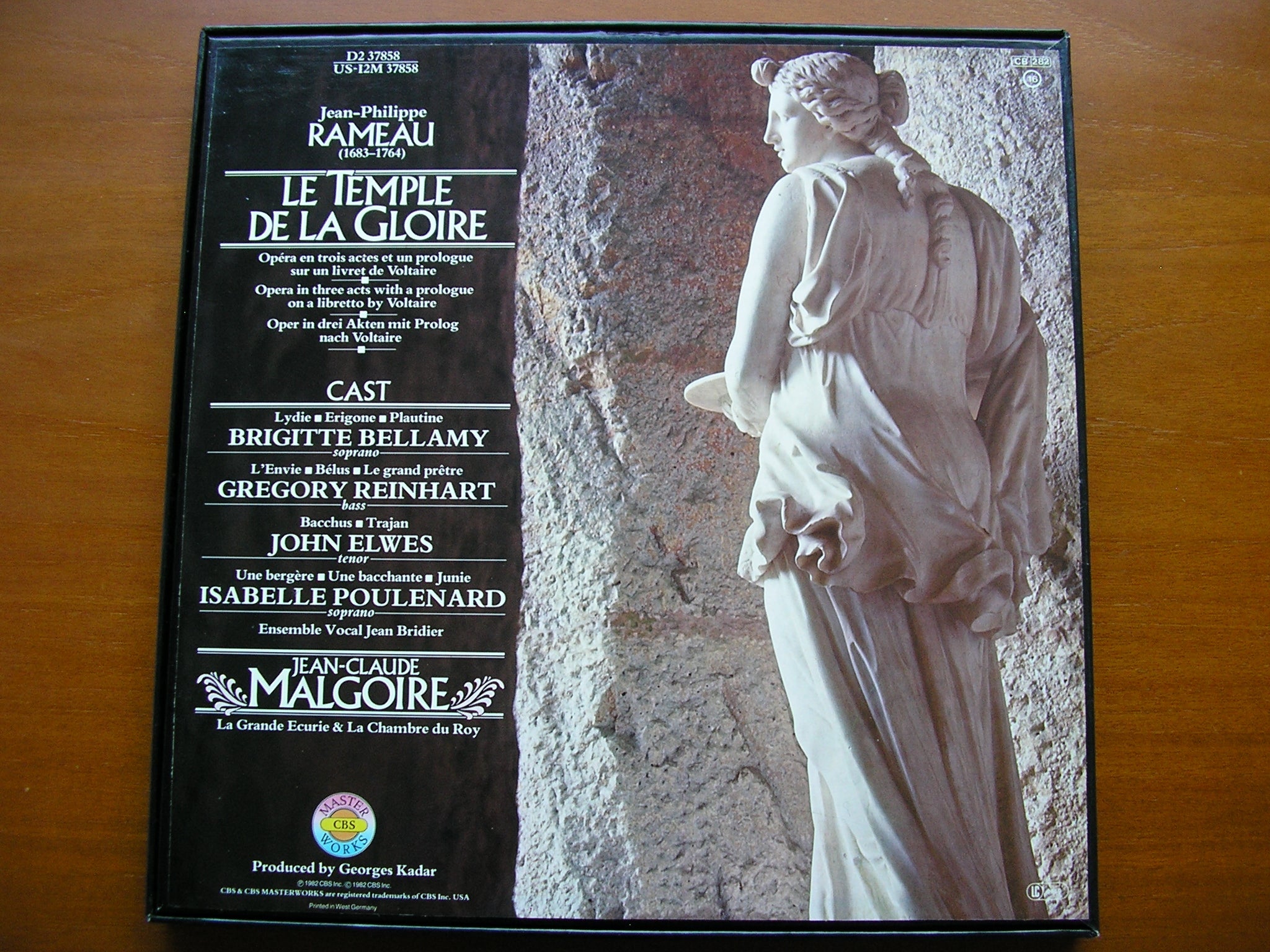 RAMEAU: LE TEMPLE DE LA GLOIRE (1745)   SOLOISTS / LA GRANDE ECURIE ET LA CHAMBRE DU ROY / MALGOIRE    2LP   D2 37858