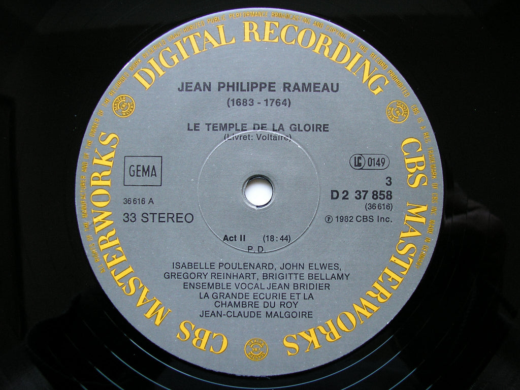 RAMEAU: LE TEMPLE DE LA GLOIRE (1745)   SOLOISTS / LA GRANDE ECURIE ET LA CHAMBRE DU ROY / MALGOIRE    2LP   D2 37858