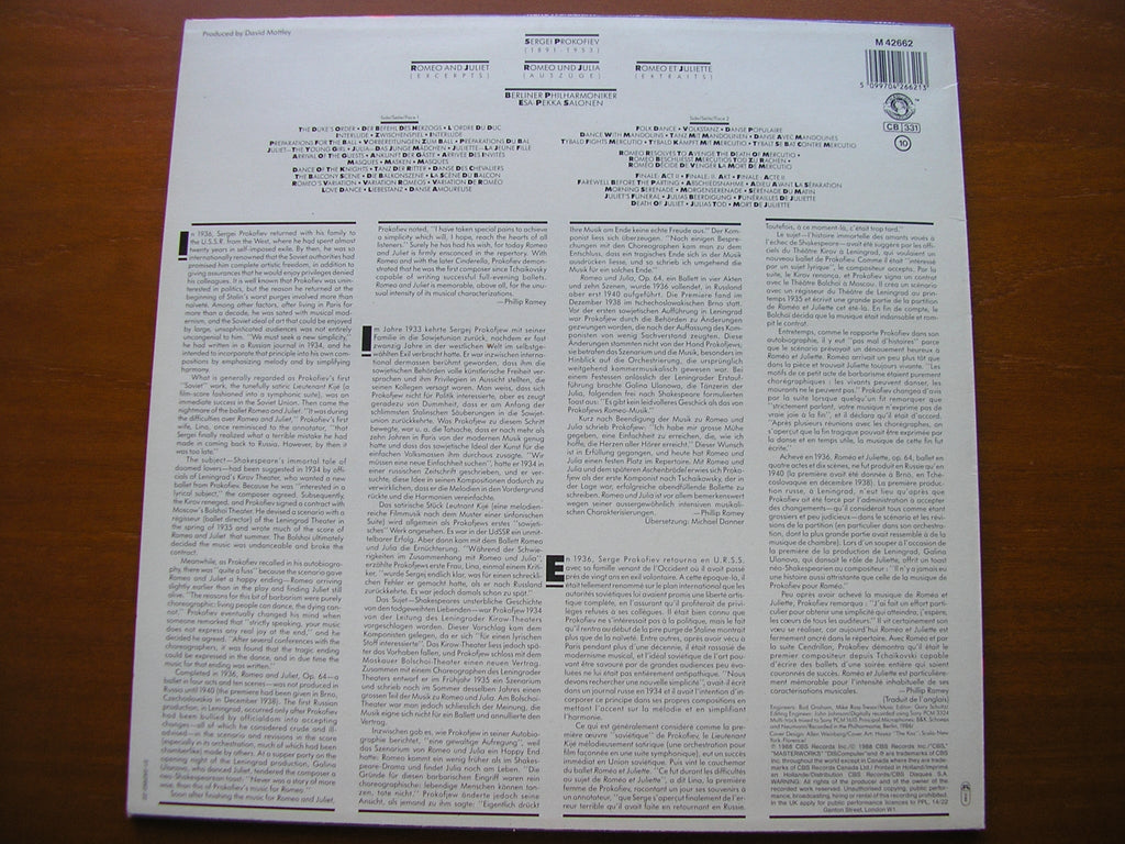 PROKOFIEV: ROMEO & JULIET excerpts      SALONEN / BERLIN PHILHARMONIC    M 42662