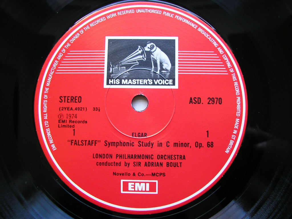 BACH-ELGAR: FANTASIA & FUGUE / ELGAR: FALSTAFF / THE SANGUINE FAN    BOULT / LONDON PHILHARMONIC   ASD 2970
