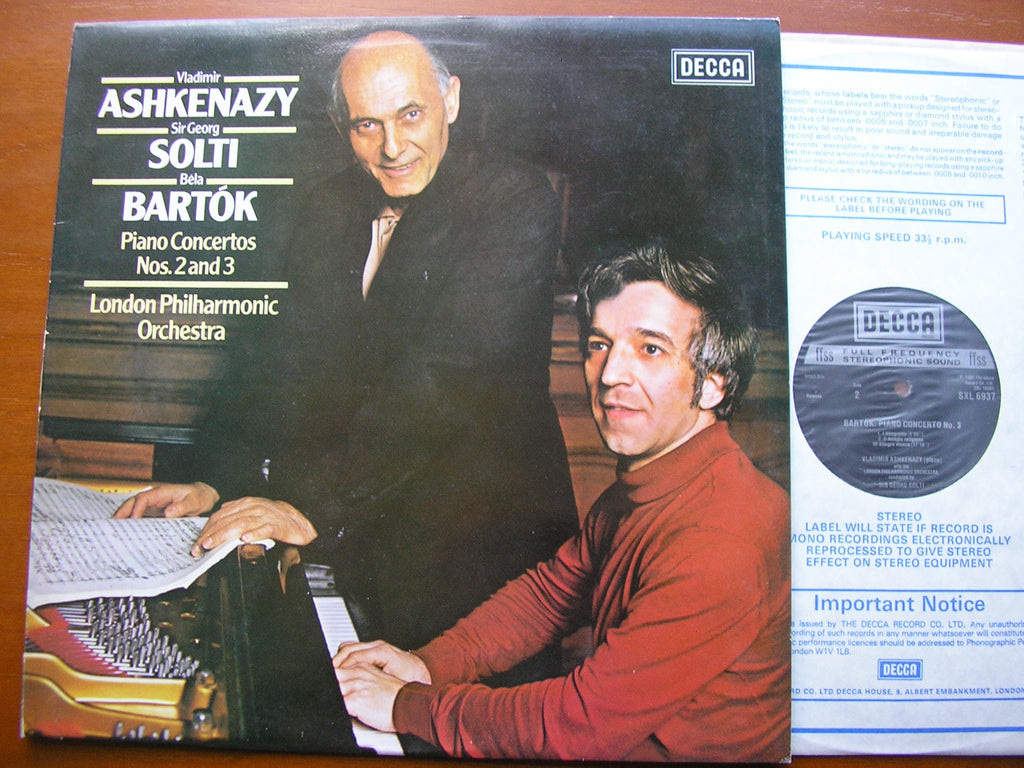 BARTOK: PIANO CONCERTOS Nos. 2 & 3     ASHKENAZY / LONDON PHILHARMONIC / SIR GEORG SOLTI     SXL 6937