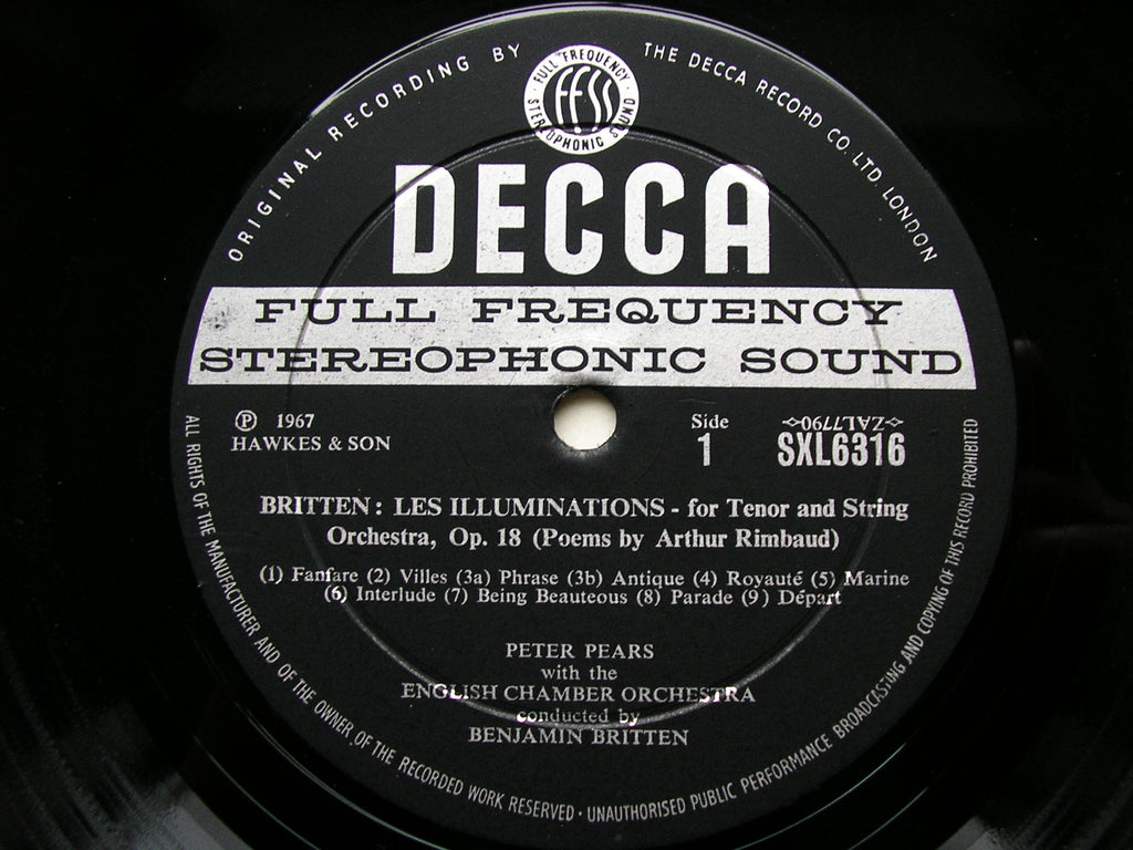 SXL 6316  BRITTEN: LES ILLUMINATIONS / BRIDGE VARIATIONS    PEARS / ENGLISH CHAMBER ORCHESTRA / BRITTEN    ED1