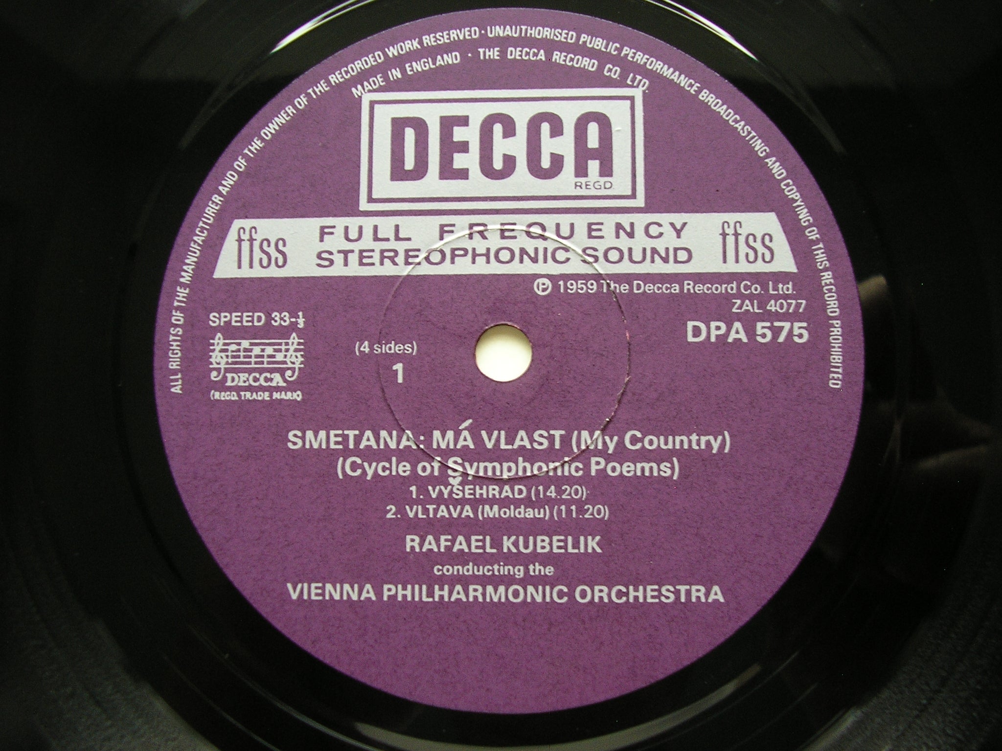 SMETANA: MA VLAST      KUBELIK / VIENNA PHILHARMONIC   2LP     DPA 575 - 6