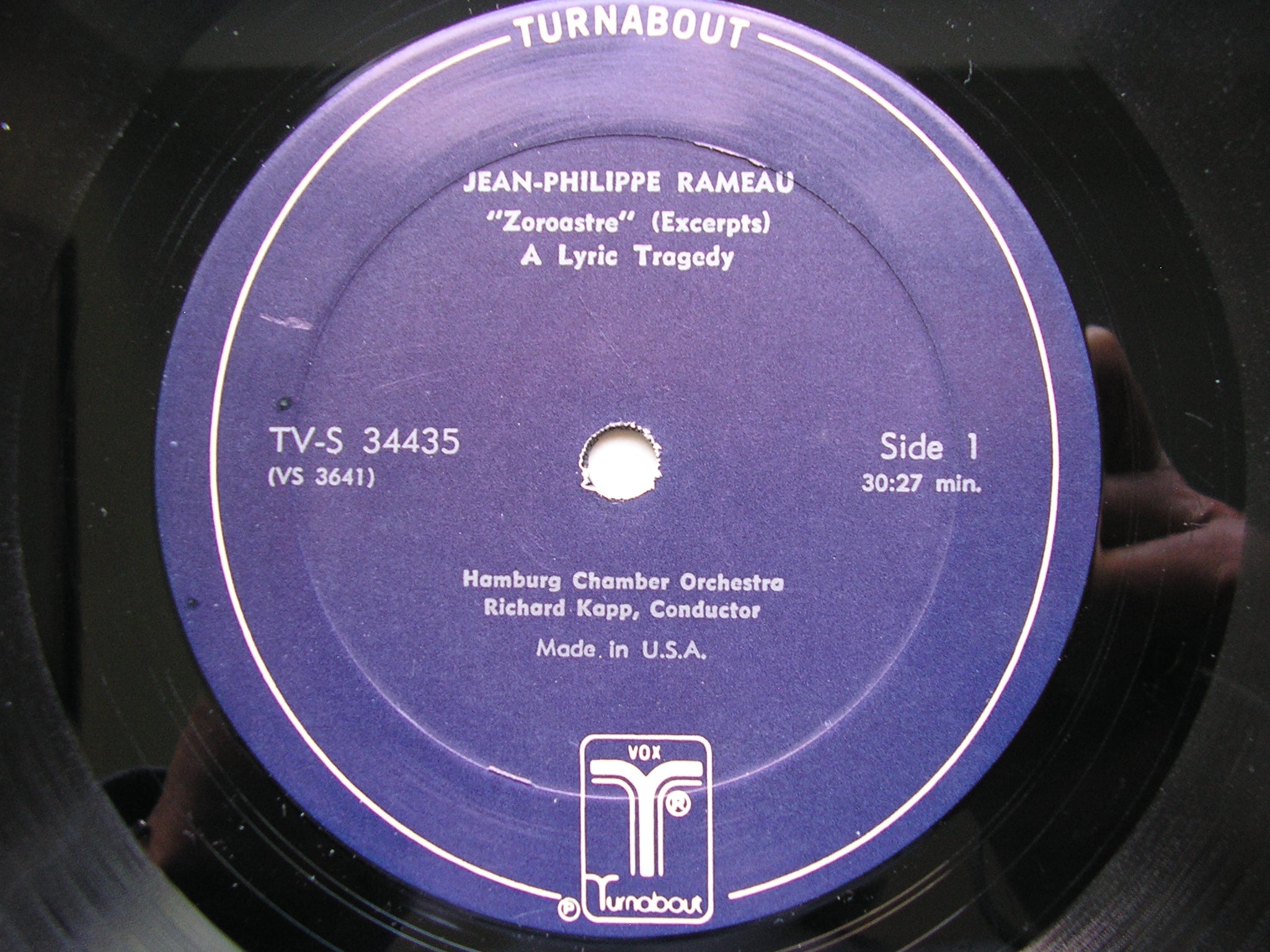 RAMEAU: ZOROASTRE (1749)   excerpts     SOLOISTS / HAMBURG CHAMBER ORCHESTRA / KAPP    TVS 34435