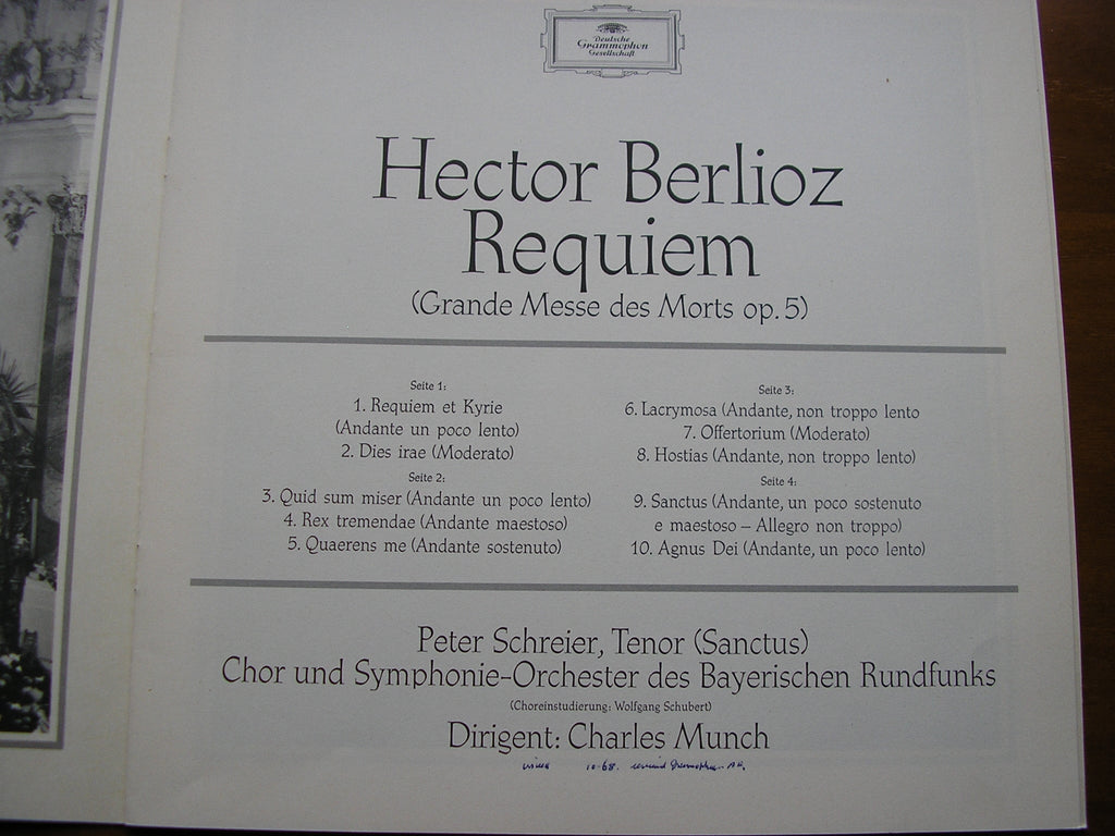 BERLIOZ: REQUIEM     SCHREIER / BAVARIAN RADIO ORCHESTRA / MUNCH      2LP     139 264/5