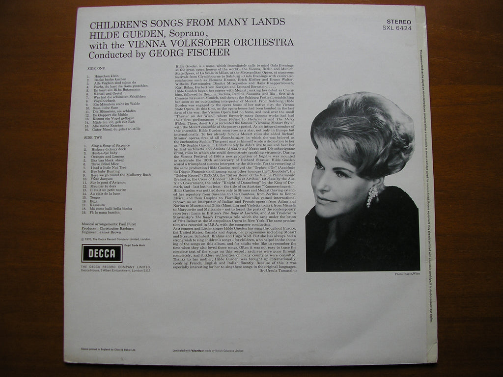 SXL 6424 CHILDREN'S SONGS FROM MANY LANDS    HILDE GUEDEN / VIENNA VOLKSOPER ORCHESTRA / FISCHER     ED3