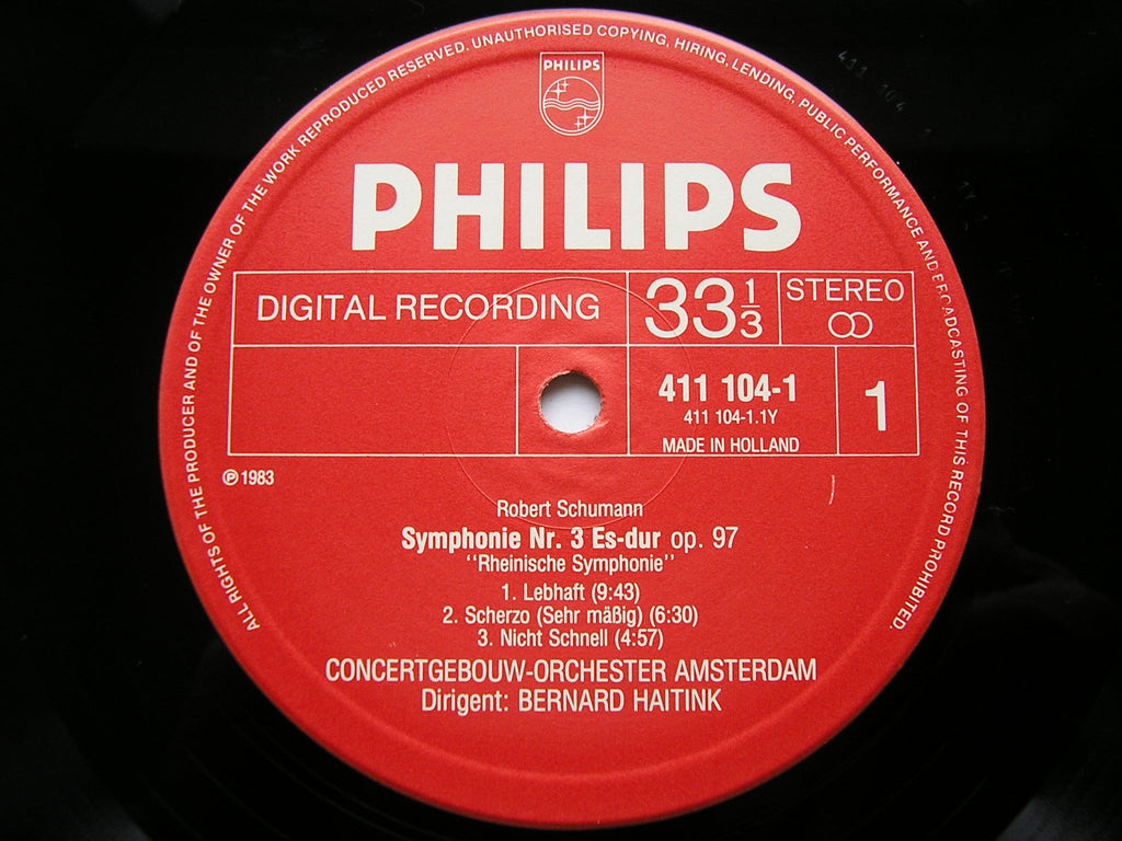 SCHUMANN: SYMPHONY No. 3 / MANFRED OVERTURE      HAITINK / CONCERTGEBOUW ORCHESTRA     411 104