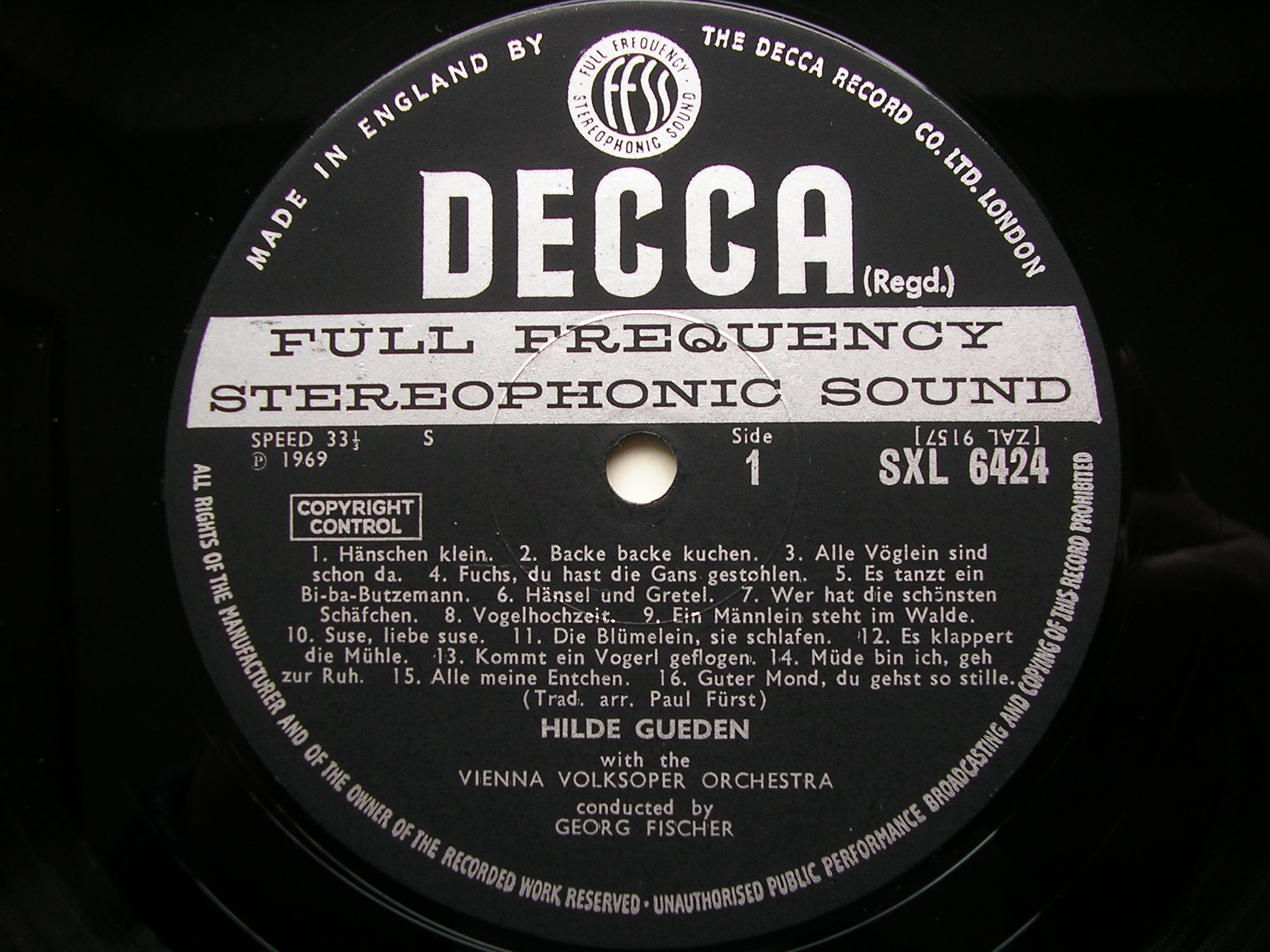 SXL 6424 CHILDREN'S SONGS FROM MANY LANDS    HILDE GUEDEN / VIENNA VOLKSOPER ORCHESTRA / FISCHER     ED3