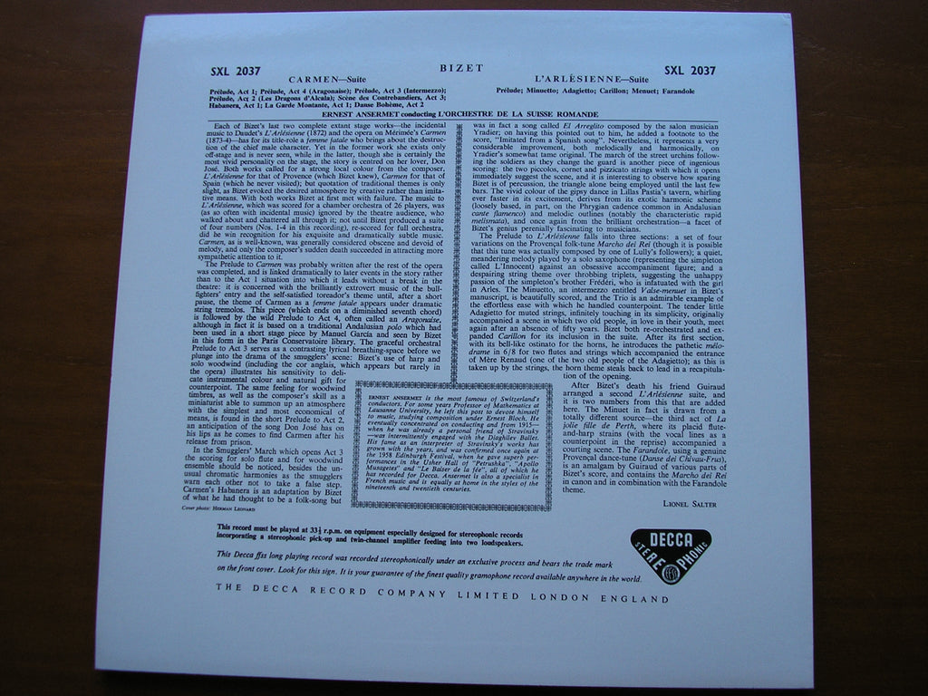 SXL 2037 BIZET: CARMEN & L'ARLESIENNE Suites ANSERMET / SUISSE ROMANDE