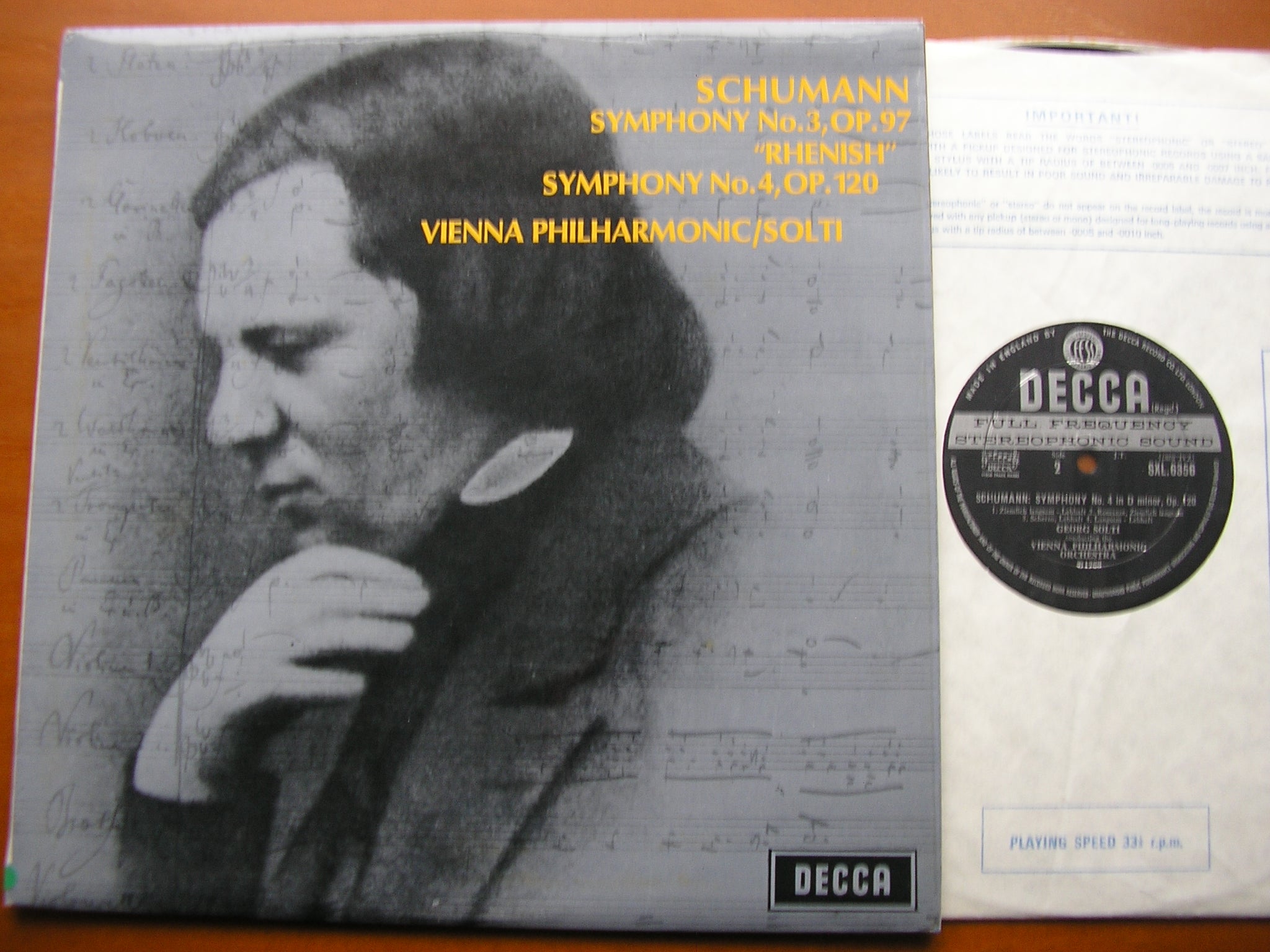 SXL 6356 SCHUMANN: SYMPHONIES Nos. 3 & 4 SOLTI / VIENNA PHILHARMONIC