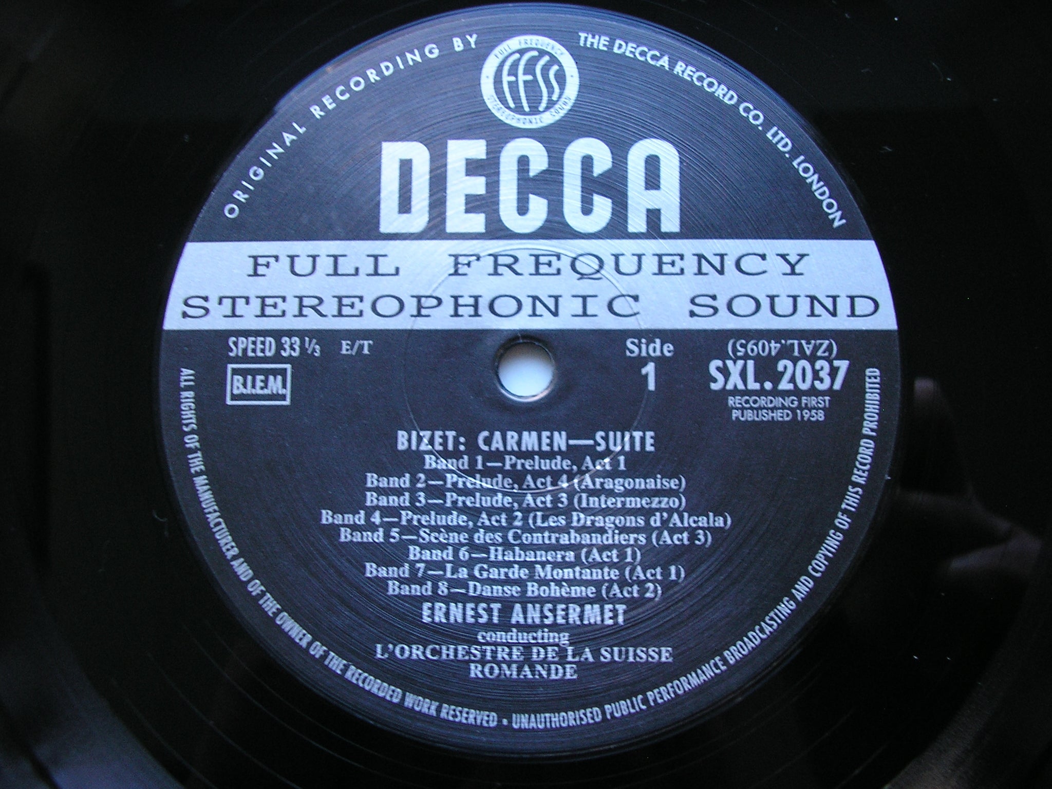 SXL 2037 BIZET: CARMEN & L'ARLESIENNE Suites ANSERMET / SUISSE ROMANDE