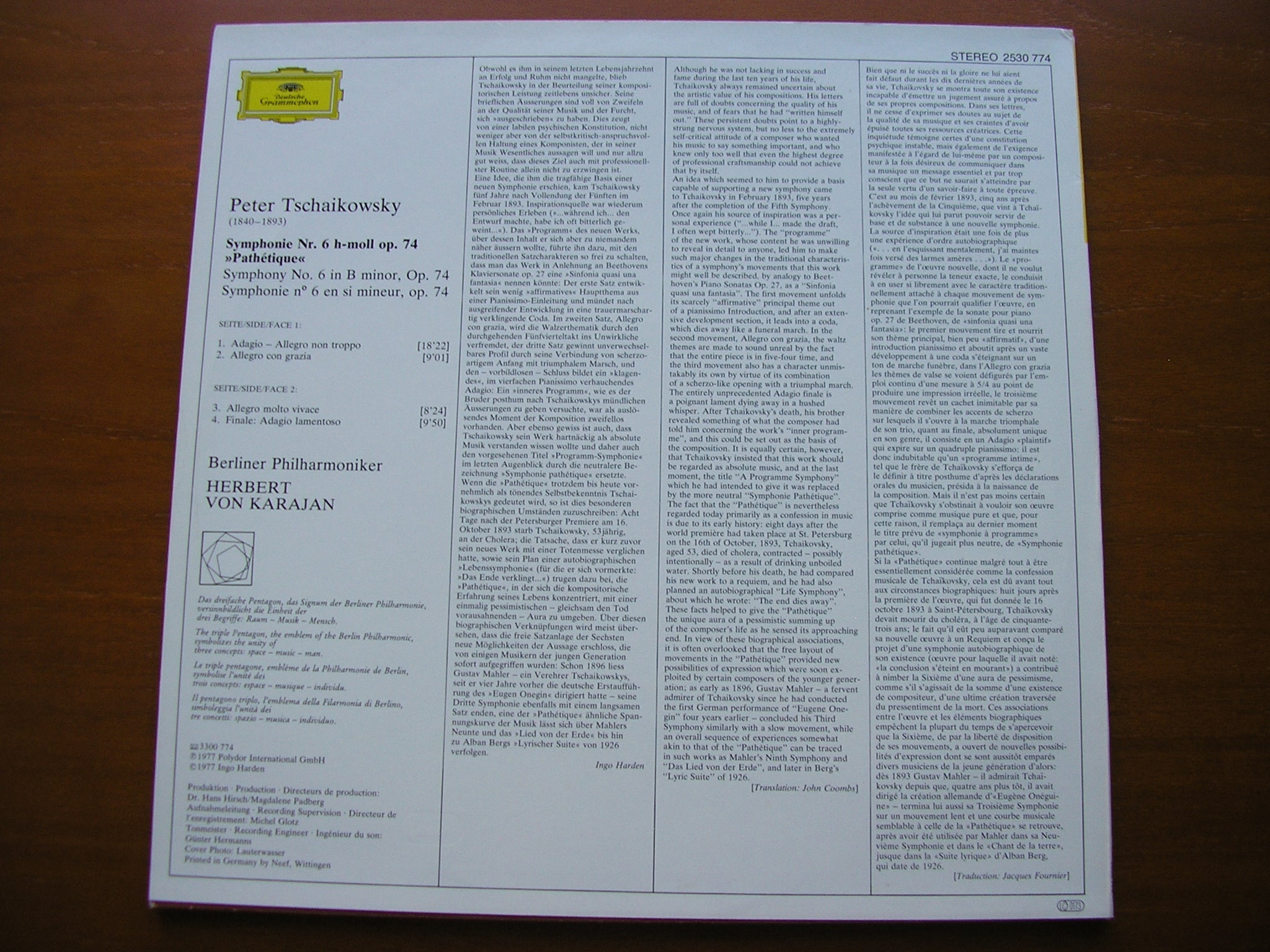 TCHAIKOVSKY: SYMPHONY No. 6 'Pathetique'    KARAJAN / BERLIN PHILHARMONIC   2530 774