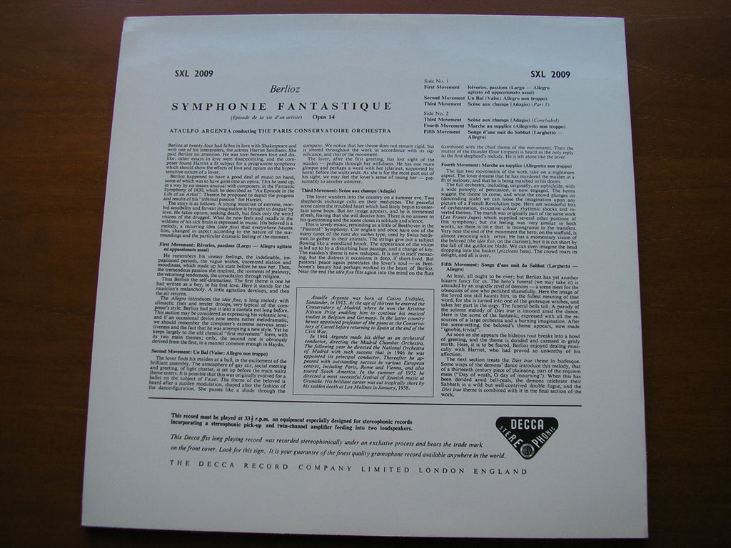 SXL 2009 BERLIOZ: SYMPHONIE FANTASTIQUE ARGENTA / PARIS CONSERVATOIRE