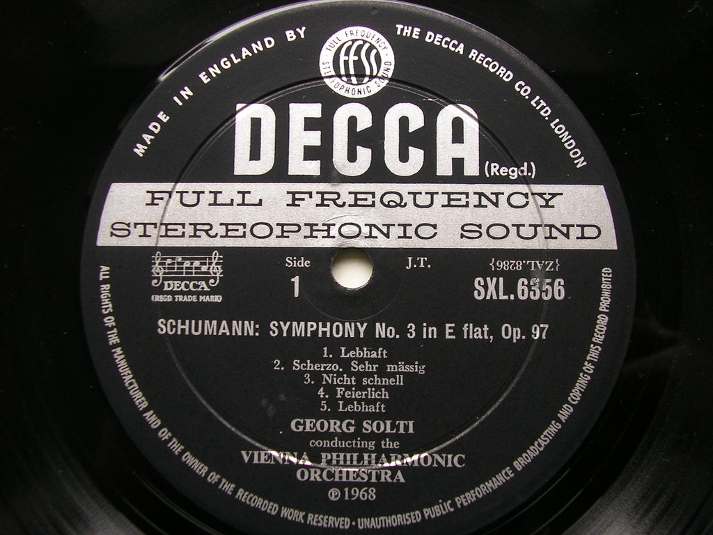 SXL 6356 SCHUMANN: SYMPHONIES Nos. 3 & 4 SOLTI / VIENNA PHILHARMONIC