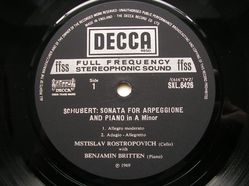 SXL 6426 SCHUBERT: ARPEGGIONE SONATA D821 / BRIDGE: SONATA FOR CELLO & PIANO     ED3