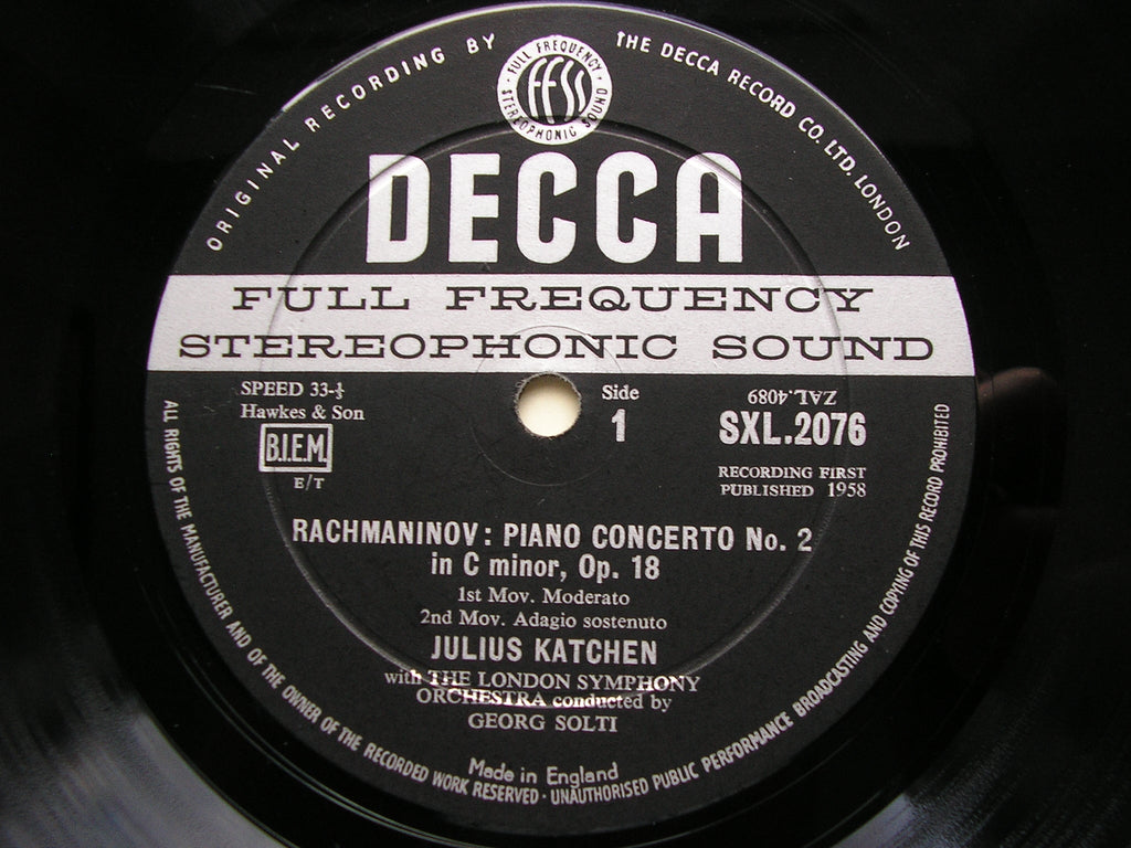 RACHMANINOV: PIANO CONCERTO No. 2      KATCHEN / LONDON SYMPHONY / SOLTI    SXL 2076