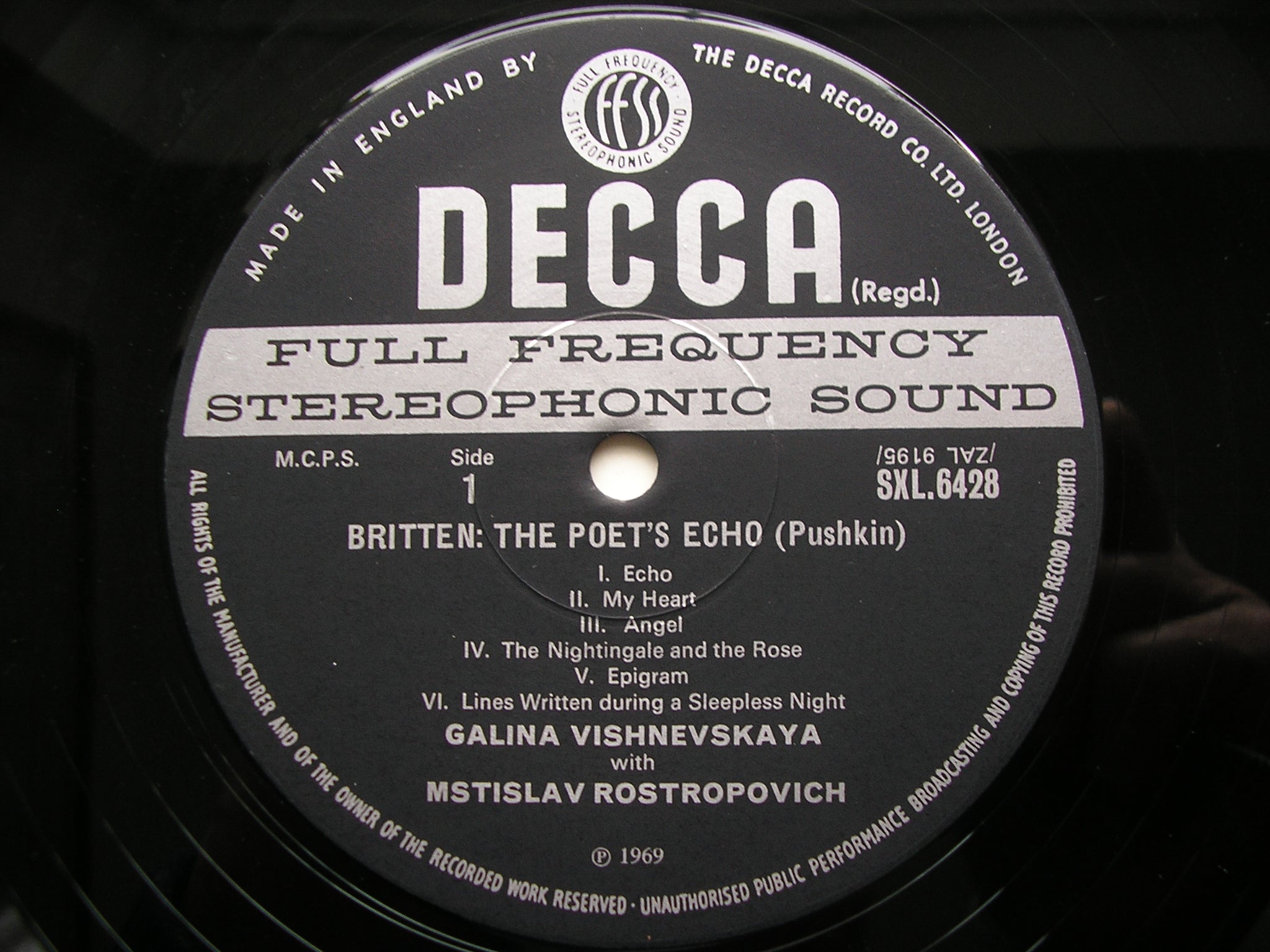 SXL 6428 TCHAIKOVSKY / BRITTEN: SONGS     VISHNEVSKAYA / ROSTROPOVICH      ED3