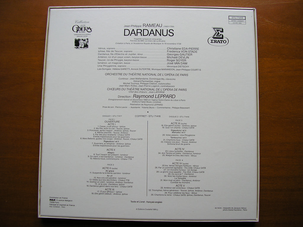 RAMEAU: DARDANUS  (1739)     SOLOISTS / PARIS OPERA / LEPPARD    2LP    STU 71416