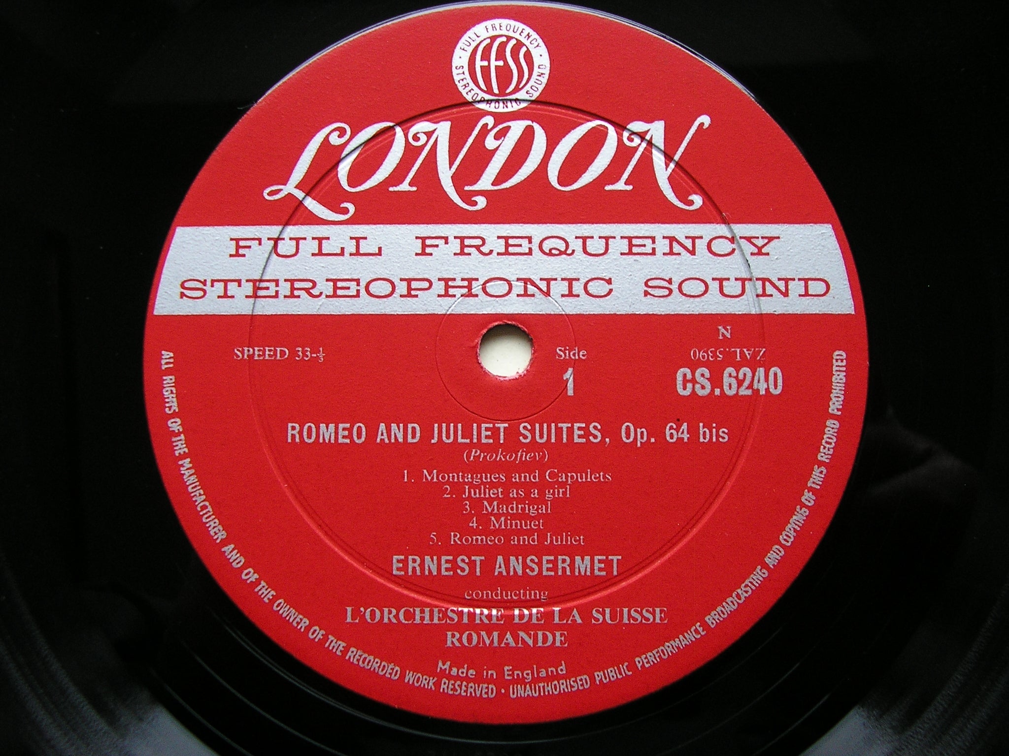 PROKOFIEV: ROMEO & JULIET Highlights    ANSERMET / SUISSE ROMANDE   CS 6240