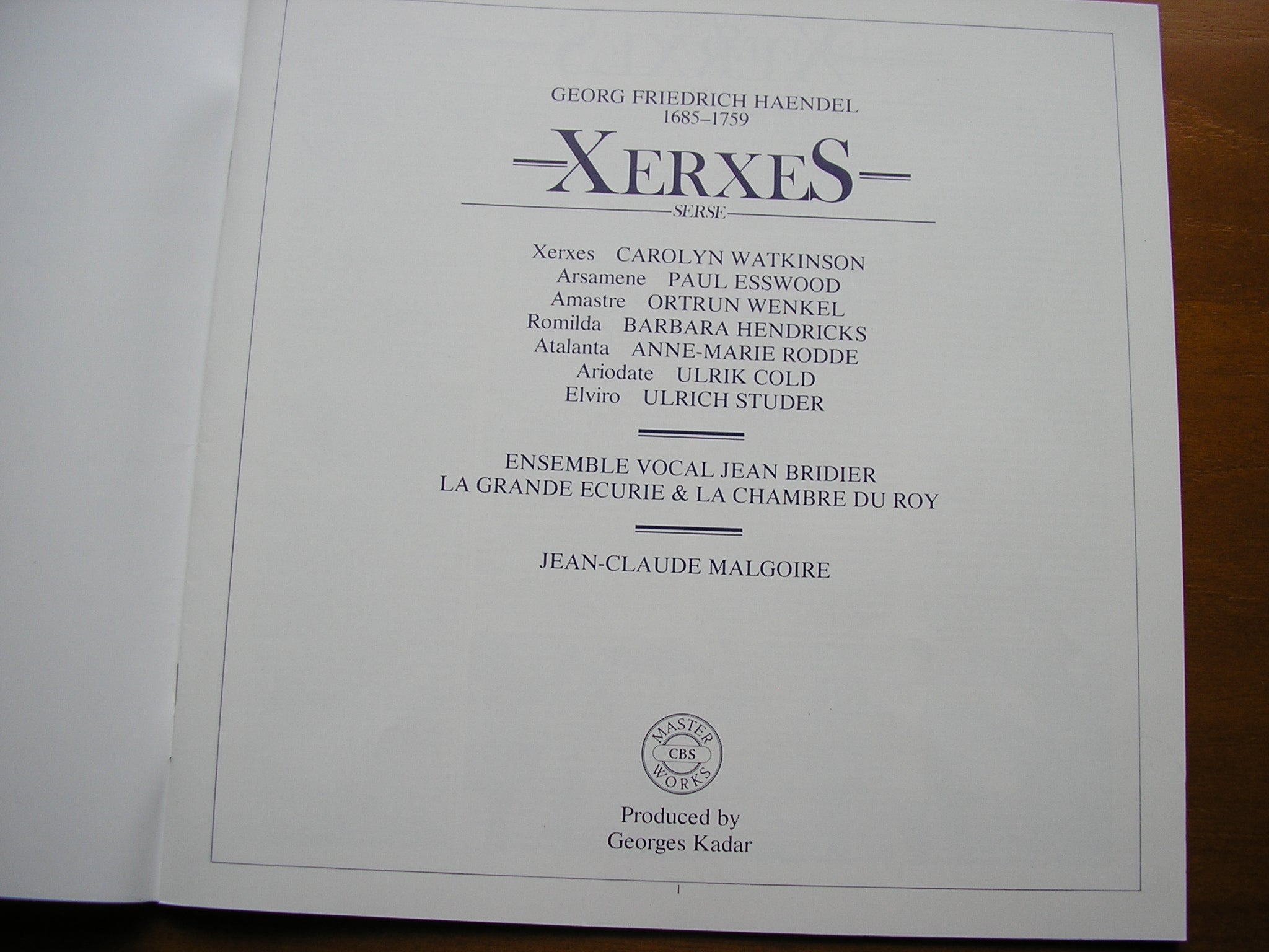 HANDEL: XERXES (1738)      SOLOISTS / LA GRANDE ECURIE ET LA CHAMBRE DU ROY / MALGOIRE    3LP    79325                  3LP