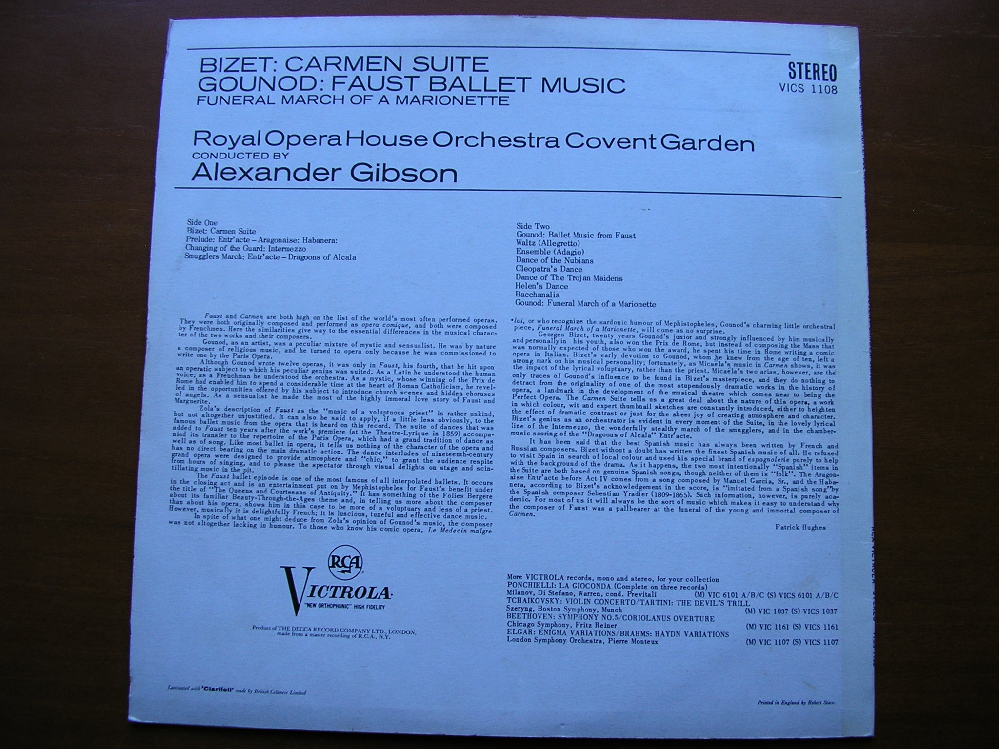 BIZET: CARMEN Suite / GOUNOD: FAUST Ballet Music      GIBSON / OROHCG      VICS 1108