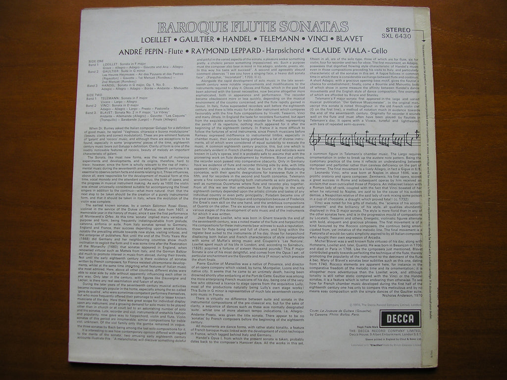 SXL 6430 BAROQUE FLUTE SONATAS      PEPIN / LEPPARD / VIALA     ED3
