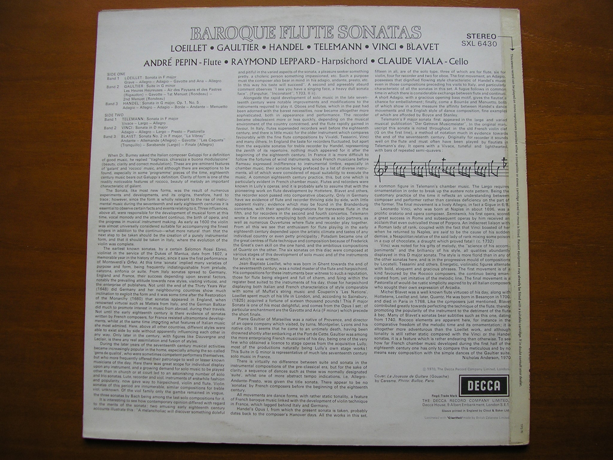 SXL 6430 BAROQUE FLUTE SONATAS      PEPIN / LEPPARD / VIALA     ED3