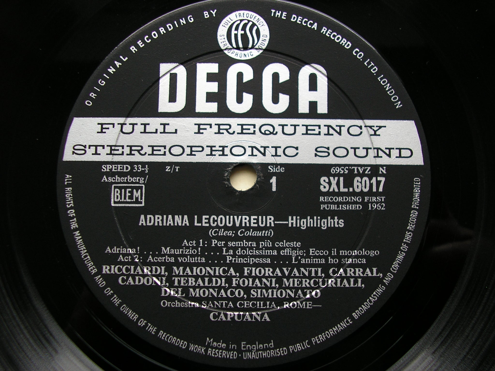 SXL 6017  PUCCINI: MANON LESCAUT    TEBALDI / DEL MONACO / SANTA CECILIA / CAPUANA     ED1