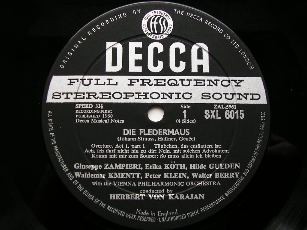 SXL 6015 / 6  STRAUSS: DIE FLEDERMAUS     GUEDEN / RESNIK / WAECHTER / VIENNA PHILHARMONIC / KARAJAN      ED1