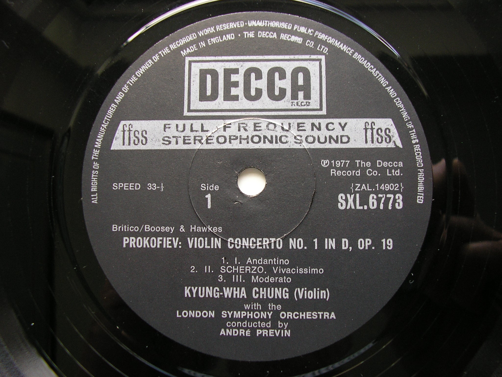SXL 6773 PROKOFIEV: VIOLIN CONCERTOS Nos. 1 & 2 KYUNG WHA CHUNG / LONDON SYMPHONY / ANDRE PREVIN