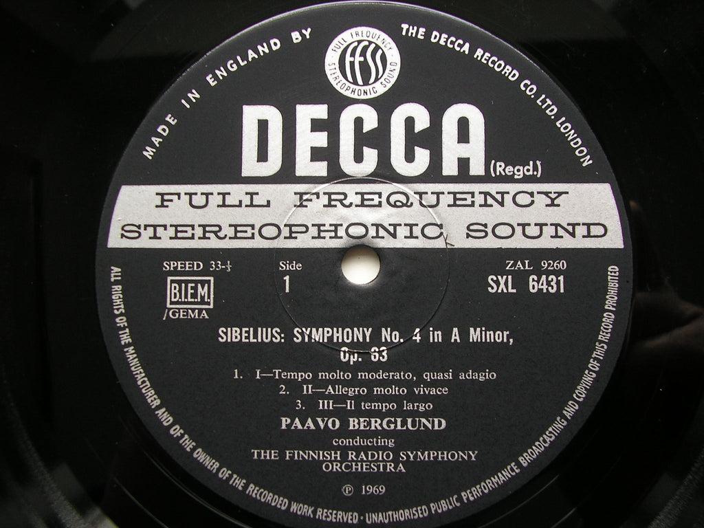 SXL 6431 SIBELIUS: SYMPHONY No. 4 / SALLINEN: MAUERMUSIK      BERGLUND / FINNISH RADIO ORCHESTRA    ED3
