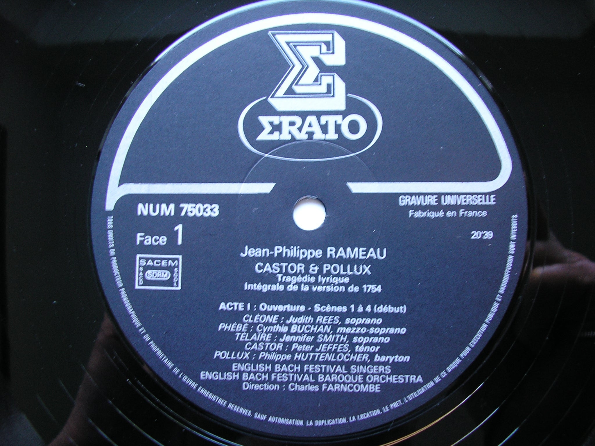 RAMEAU: CASTOR & POLLUX (1754)     SOLOISTS / ENGLISH BACH FESTIVAL BAROQUE ORCHESTRA / FARNCOMBE    3LP    NUM 750323