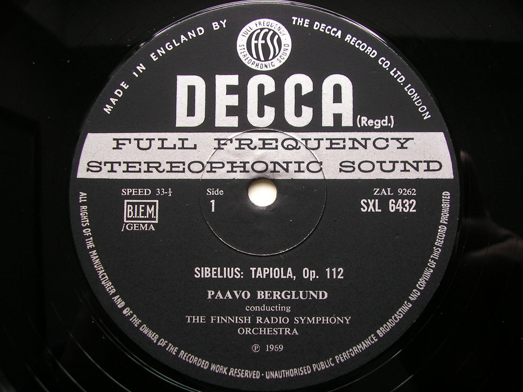 SXL 6432 SIBELIUS: TAPIOLA / KOKKONEN: SYMPHONY No. 3      BERGLUND / FINNISH RADIO SYMPHONY      ED3