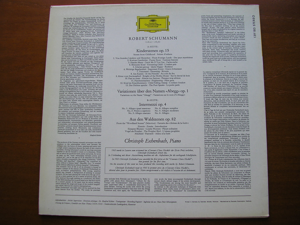 SCHUMANN: KINDERSZENEN / WALDSZENEN / INTERMEZZI      CHRISTOPH ESCHENBACH    139 183