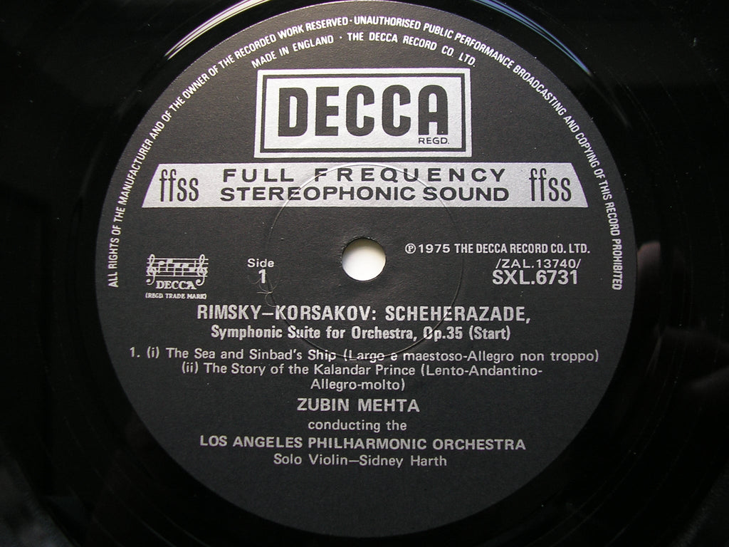 RIMSKY-KORSAKOV: SCHEHERAZADE      MEHTA / LOS ANGELES PHILHARMONIC     SXL 6731