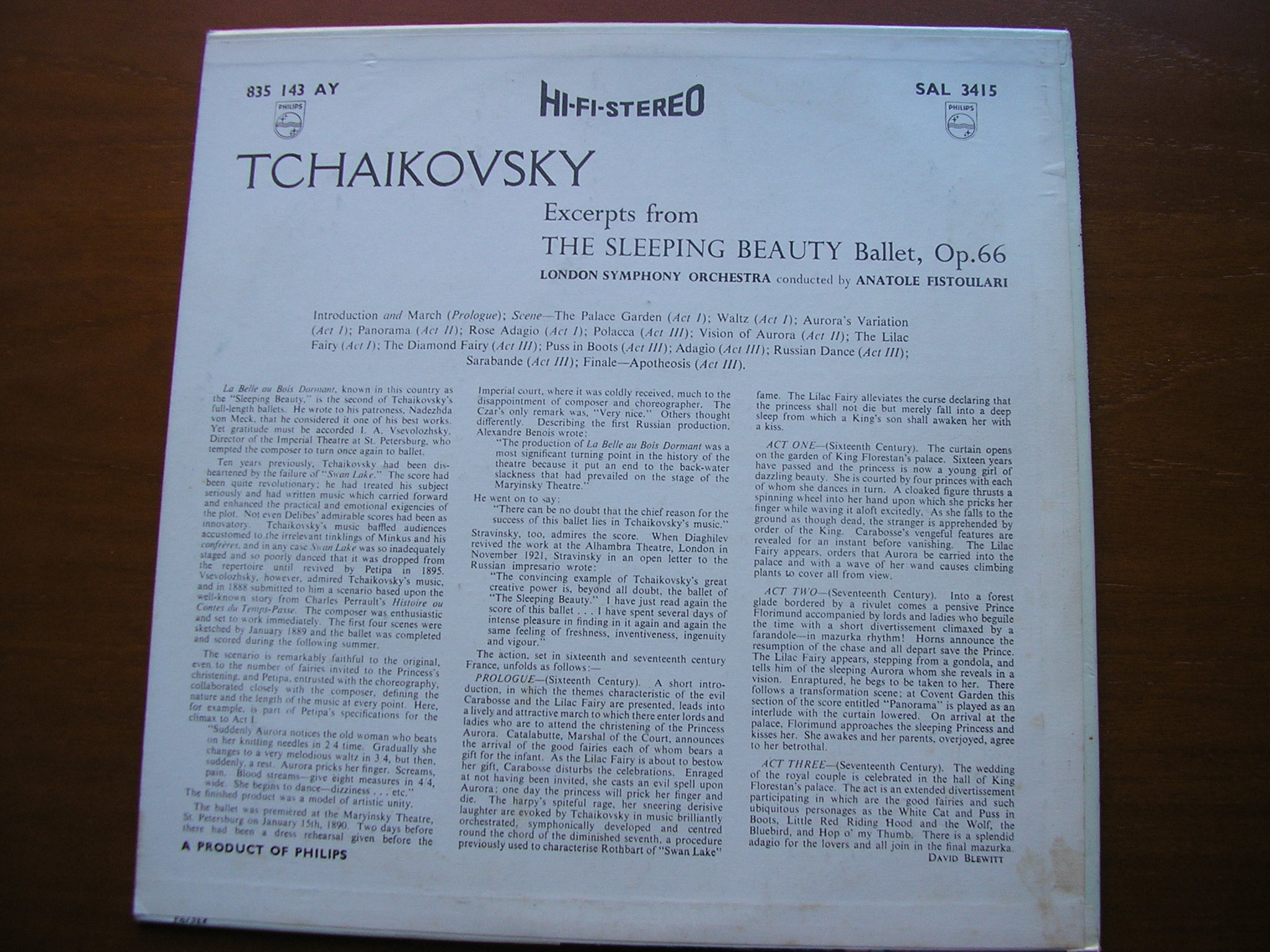 TCHAIKOVSKY: SLEEPING BEAUTY Excerpts     FISTOULARI / LONDON SYMPHONY  SAL 3415